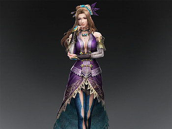 Zhang Chunhua, games, girl, dynasty warriors, lone, plain background, video games, brown hair, female HD wallpaper