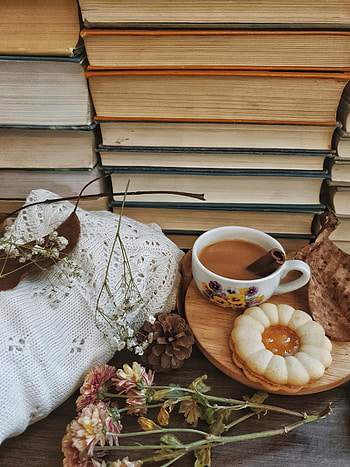 Food, Books, Cookies, Coffee, Cup HD phone wallpaper