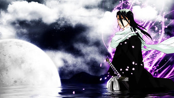 byakuya, moon, kuchiki, sakura HD wallpaper