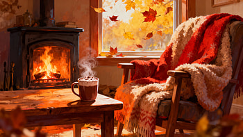 Cozy Autumn Aesthetic — Ultra, cozy autumn aesthetic, fireplace, blanket, mug HD wallpaper