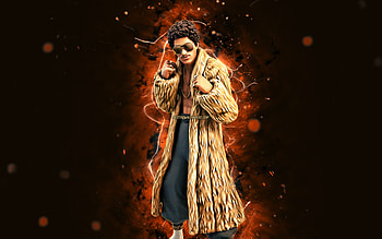 Winter Bruno Mars, , brown neon lights, Fortnite Battle Royale, Fortnite characters, Winter Bruno Mars Skin, Fortnite, Winter Bruno Mars Fortnite HD wallpaper