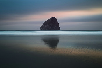 Big Rock Surrounded By The Body Of Water, rocks, nature HD wallpaper