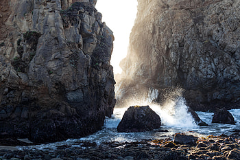 Nature, Stones, Sea, Rocks, Spray, Cave HD wallpaper