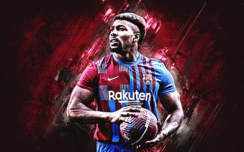 Adama Traore, FC Barcelona, Spanish soccer player, portrait, burgundy stone background, Traore Barcelona, football, La Liga, Spain HD wallpaper