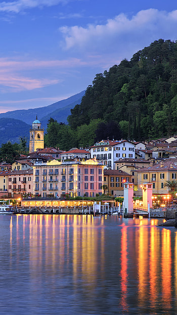 Twilight over Bellagio, Lake Como beauty, Lombardy dreams, Windows spotlight HD phone wallpaper