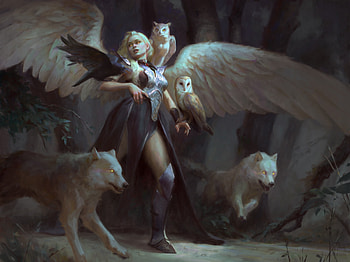 Angel with Pets, animal, wings, Angel, pets HD wallpaper