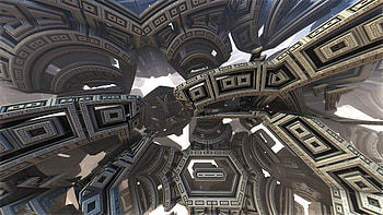 3d Fractal Art, 3D, architecture, surreal, grey, Abstract, fractal HD wallpaper
