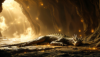 Majestic Dragon Lair - Ultra, dragon, cave, mythical creature, treasure HD wallpaper