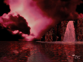 Ruby Falls, ruby, sunsets, red, waterfalls, water HD wallpaper