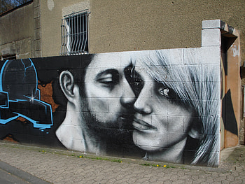 graffiti, painting, couple, romance, people HD wallpaper
