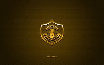 Qatar SC, Qatar football club, QSL, gold logo, gold carbon fiber background, Qatar Stars League, football, Doha, Qatar, Qatar SC logo HD wallpaper