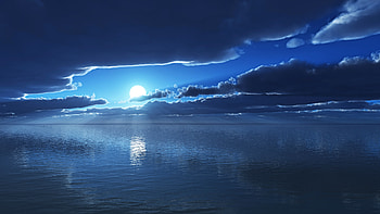 Bluescape, nature, sea, reflection, deviantart HD wallpaper