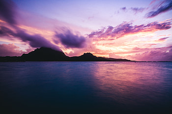 Nature, Clouds, Rocks, Ocean, Bora Bora, French Polynesia HD wallpaper