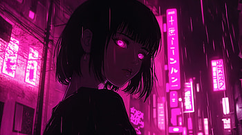 Neon Dreams: Anime Girl, Anime, anime girl, neon anime, cyberpunk, neon HD wallpaper