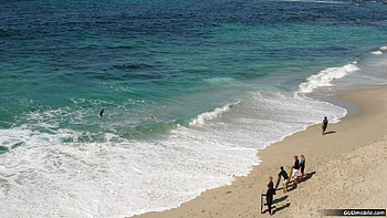 Beach, blue, white, sand, people, waves, nature, water, ocean HD wallpaper