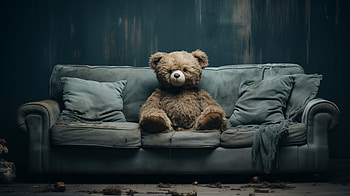 Cozy Teddy Bear on Couch, teddy bear, man made, stuffed animal HD wallpaper