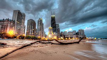 Cities, Skyscraper, Shore, Bank, Chicago HD wallpaper