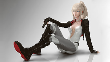 Blonde Beautiful Girl With Pistol Artwork, anime, artist, artstation, digital-art, artwork HD wallpaper