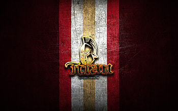 Acadie-Bathurst Titan, golden logo, QMJHL, purple metal background, canadian hockey team, Acadie-Bathurst Titan logo, hockey HD wallpaper