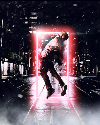 Miscellanea, Miscellaneous, Glow, Human, Person, Bounce, Jump, Illusion, Portal HD phone wallpaper