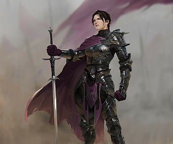Violet Sentinel: Fantasy Warrior, fantasy, woman warrior HD wallpaper