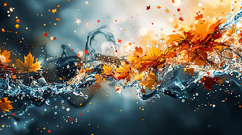 Autumn Serenity: A Ultra of Water and Leaves, water, leaf, Autumn, nature, Abstract HD wallpaper