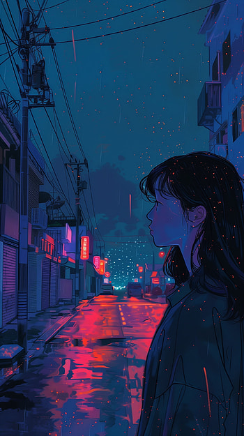 Rainy City Blues For , city night, rain, Anime, Rain Anime HD phone wallpaper