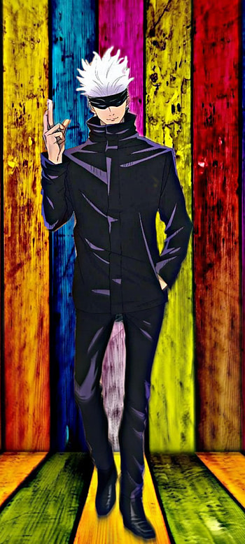 Gojo satoru colourful, standing, kaisen, jujutsu, jujutsukaisen HD phone wallpaper
