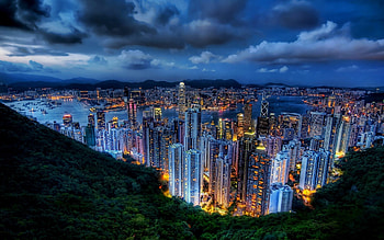Hong Kong Skyline, Sunset beauty, Urban charm, Vibrant cityscape HD wallpaper