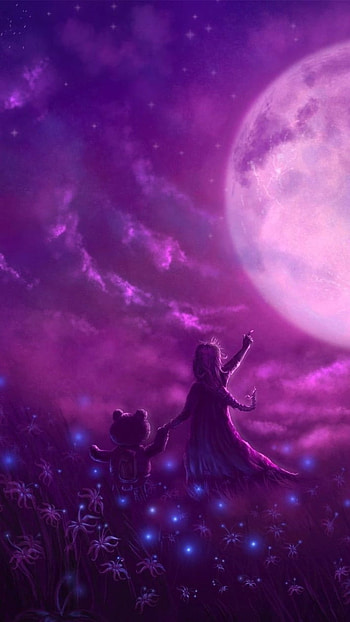 Lovers Moon, Violet Moon, purple HD phone wallpaper