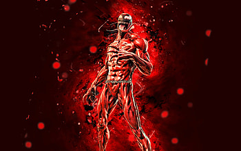 Carnage, , red neon lights, Fortnite Battle Royale, Fortnite characters, Carnage Skin, Fortnite, Carnage Fortnite HD wallpaper