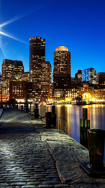 Massachusetts Travels, Boston , backgrounds, City lights HD phone wallpaper