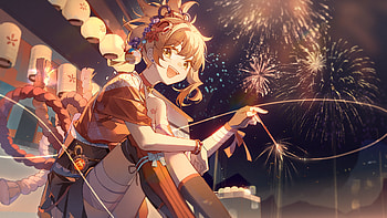 Yoimiya’s Fiery Festival | Genshin Impact Celebration, Yoimiya (Genshin Impact), video game, Genshin Impact HD wallpaper