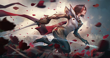 Fiona, rose, fantasy, petals, also, girl, lol, al so, red HD wallpaper