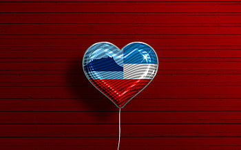 I Love Sabah, , realistic balloons, red wooden background, Day of Sabah, malaysian states, flag of Sabah, Malaysia, balloon with flag, States of Malaysia, Sabah flag, Sabah HD wallpaper
