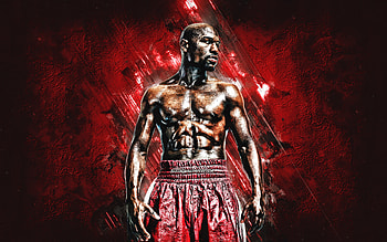 Floyd Mayweather, Boxing legend, Red stone background, Sporting greatness HD wallpaper