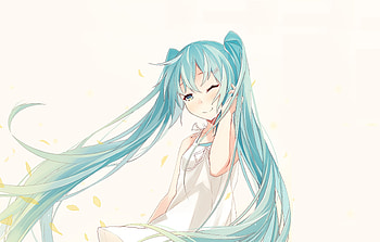 Hatsune miku, long hair, wink HD wallpaper