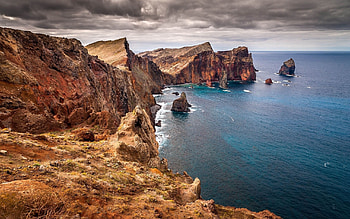 Madeira Travels, Coastal landscapes, Peninsula rocks, Serene beauty HD wallpaper
