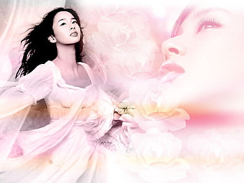 Pink, abstract, fantasy, face, girl HD wallpaper