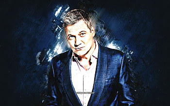 Holt McCallany, American Actor, Grunge Art, Blue Stone Background, Popular Actors HD wallpaper