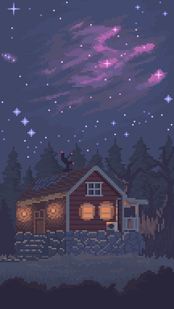 The night sky (full view on is recommended). Pixel art landscape, Cool pixel art, Pixel art design, Winter Pixel HD phone wallpaper