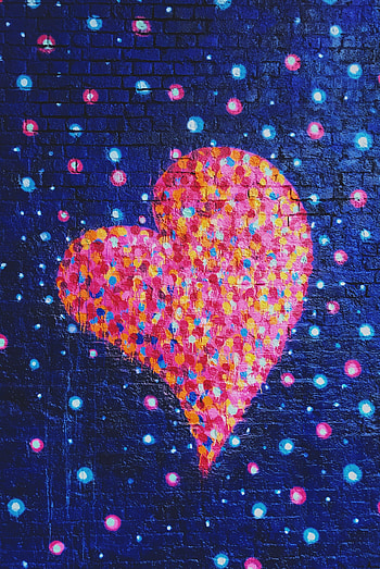 Wall paint, heart, surface, colorful HD phone wallpaper