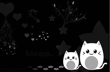 Little Kitties, leaves, art, hearts, paw prints, kittens HD wallpaper