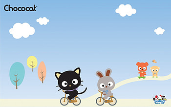 Chococat, Neko, Cycle, Bicycle, Kawaii, Cat, Rabbit, Cute HD wallpaper
