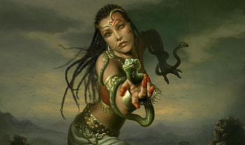 Fantasy, Decorations, Snakes, Hand, Girl, Pigtails HD wallpaper
