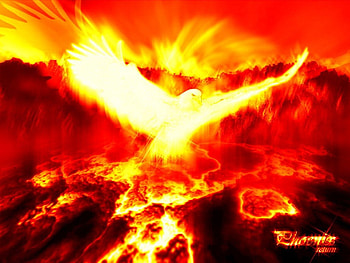 Phoenix!, fire mountains, phoenix, eagle, 3d, heat, red, spark, fire bird HD wallpaper