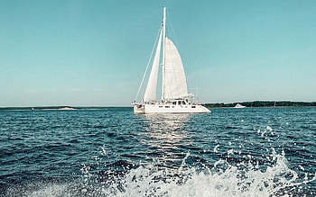 Yacht, sea, yachr, reflection, splash HD wallpaper