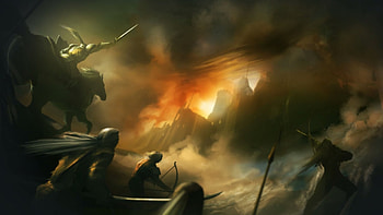 Let the Battle begin!, enchantress, attack, battle, medieval, fallen, castle, elemental, fire, fallen enchantress HD wallpaper