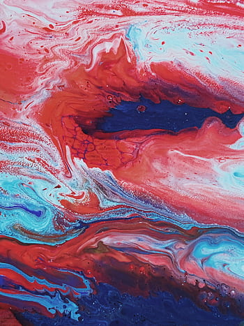Explosive abstract artwork with swirling red and blue acrylics creating a vivid and dynamic texture. HD phone wallpaper