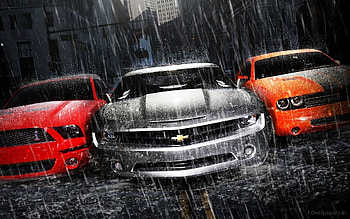 Transport, Auto, Rain, Chevrolet HD wallpaper